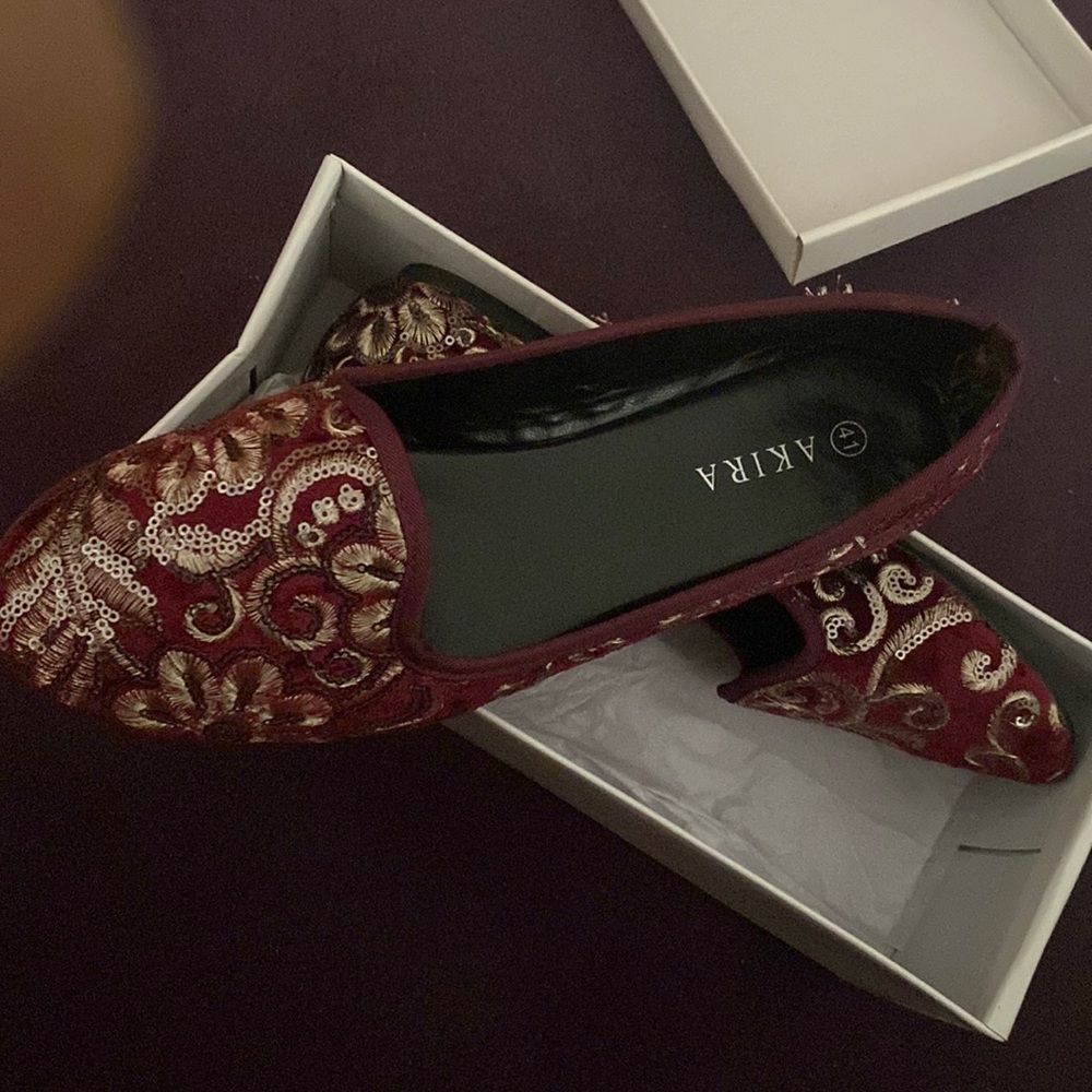 Burgundy slip ons
